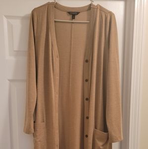 SZ.Medium Tan long lightweight knit cardigan